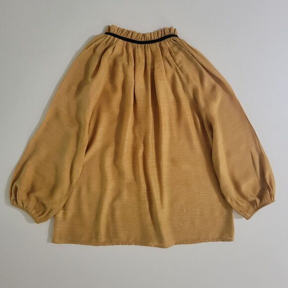 Active USA Gold Boho Tie Front Long Sleeve Peasant Blouse - Picture 15 of 16